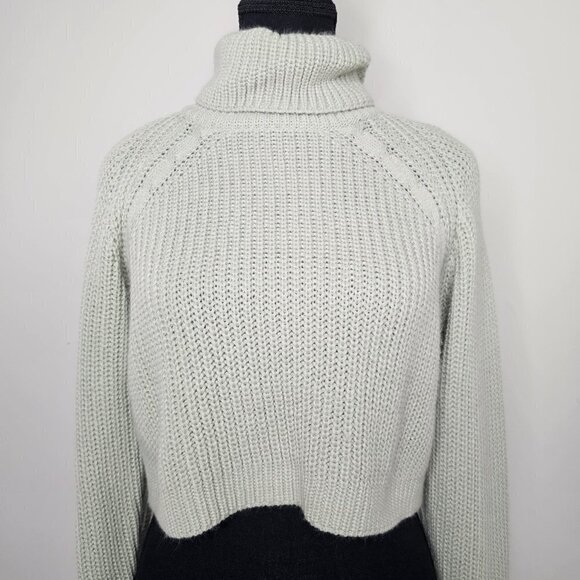 Mint Green Cropped Turtle Neck Sweater, Size Small - Picture 3 of 12
